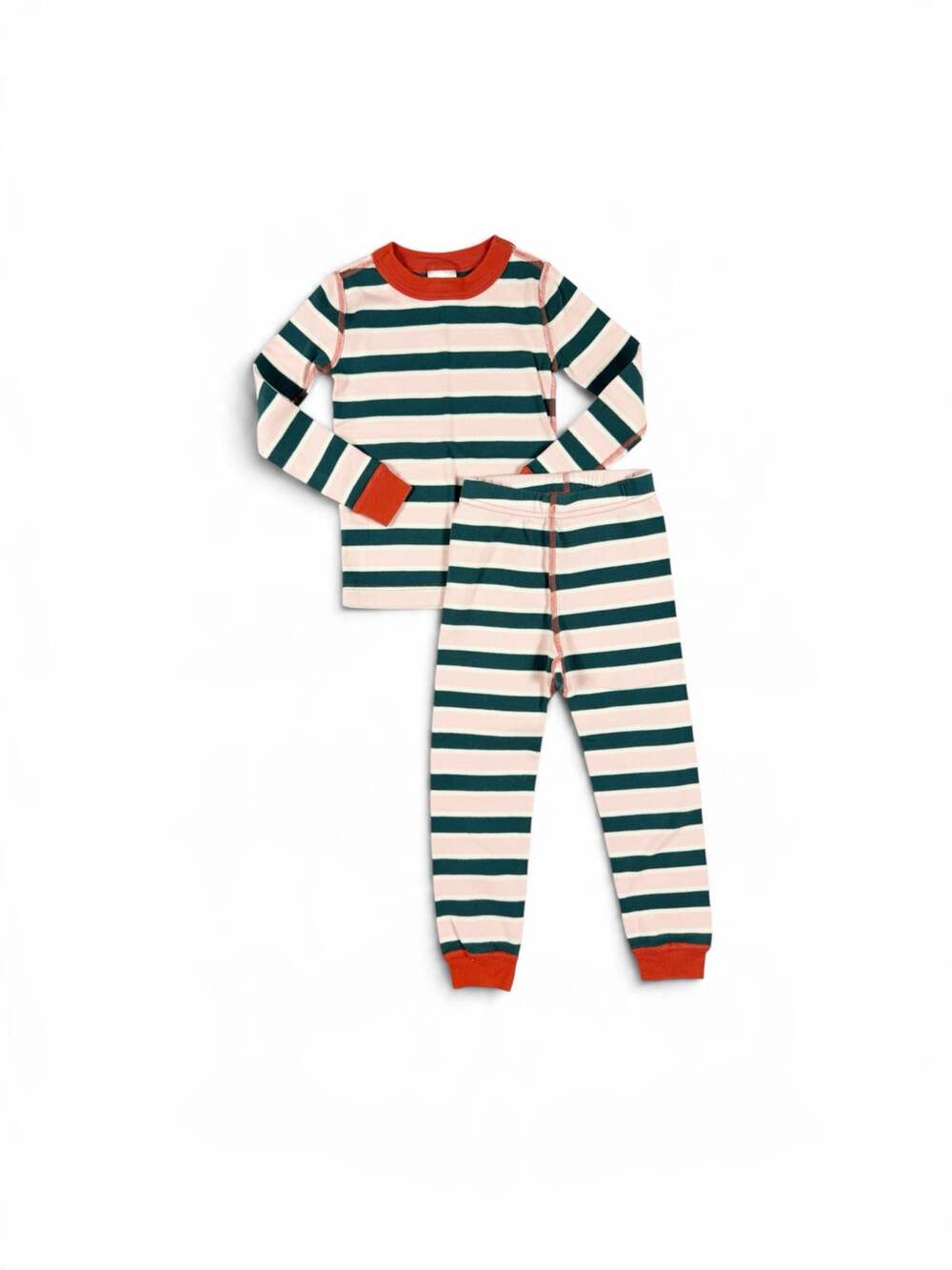 Hanna Andersson Girls Long Sleeve Pajama Set Gray Pink Striped Size 4